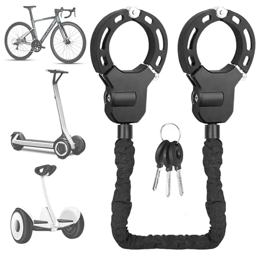 KOMABLEN E Scooter Schloss Handschellenschloss, Fahrradschloss mit Schlüssel, Diebstahlsicher Schloss für E Scooter, Bike Lock kettenschloss Hochbelastbare Schlösser für Fahrräder, E-Bike, Motorrad