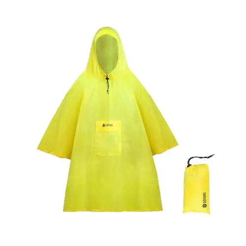 Dönges 4-in-1 Regenponcho mit Ärmeln 210x140 cm Gelb | Atmungsaktiv, Wasserdicht & Vielseitig mit Brusttasche | Regenschutz für Wandern, Camping & Outdoor-Abenteuer