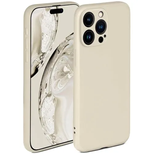 ONEFLOW Soft Case für iPhone 15 Pro Max Hülle aus Silikon mit Kameraschutz, Silikonhülle mit erhöhtem Schutz fürs Display, Backcover Schutzhülle, weiche Handyhülle, Creme