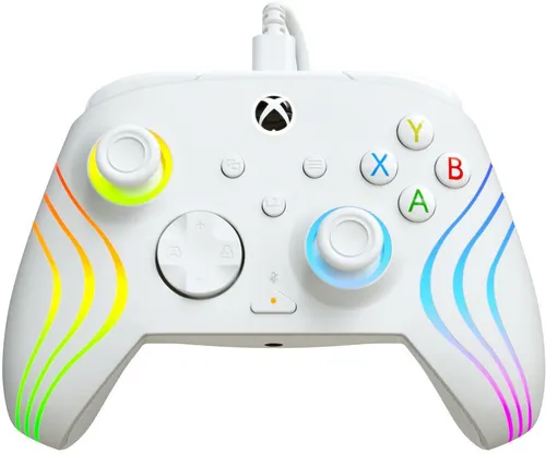Turtle Beach Afterglow Wave Wired Controller - Weiß - Kabelgebundener Xbox-Controller mit anpassbarer RGB-Beleuchtung und präzisen Hall-Effekt-Triggern für ultimativen Komfort und Kontrolle beim Gaming.