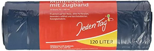Jeden Tag Müllbeutel mit Zugband, 120 l