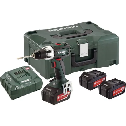 Metabo BS 18 LT SET 602102960 Akku-Bohrschrauber 18V - Akkuschrauber mit 4.0Ah Li-Ion Akku, inklusive 3. Akku und Ladegerät – ideal für längere Arbeiten ohne Unterbrechung!