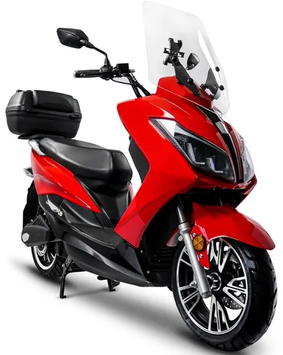 Rolektro E-Motorroller Maximus MX2-45 - 3000 W, 45 km/h, bis zu 168 km Reichweite, mit integrierter Alarmanlage und zwei Akkus in Rot