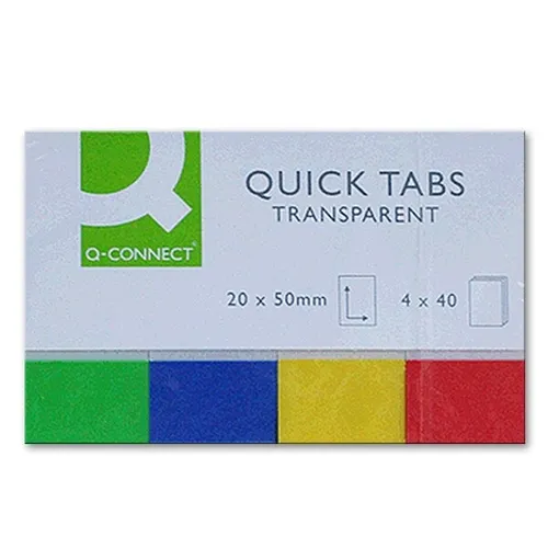 Produktbild Q-Connect Haftnotizen Transparent 4 x 40 Blatt, 20 x 50 mm 0,02€/Blatt
