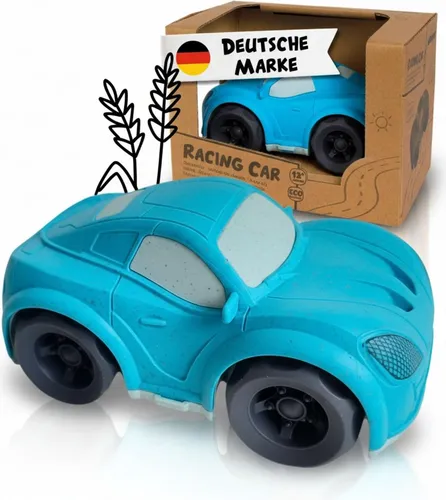 Nachhaltiges Spielzeug-Rennauto für Kinder ab 1 Jahr - Robustes Kleinkindspielzeug aus Weizenstroh-Mix – 14,5 x 8,5 x 8,5 cm - in 4 Farben