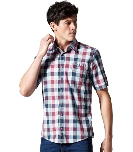 CASAMODA Freizeithemd Kurzarm kariert Casual Fit