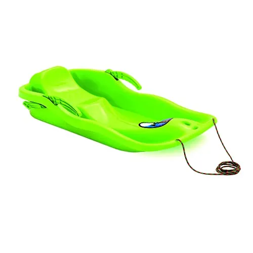 HAC24 Kinder Schlitten mit Zugseil Kunststoff Kinderschlitten Bob Kinderbob Schneegleiter Schneerutscher Schneeflitzer (Grün)