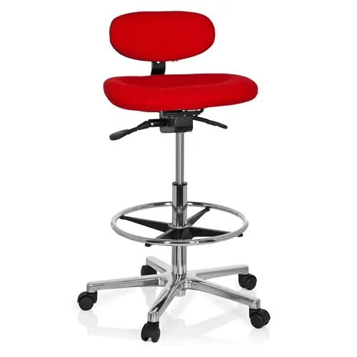 hjh OFFICE Counterstuhl WORK MF Stoff ohne Armlehnen - Bürostühle mit stufenlos verstellbarer Sitzhöhe und variabler Neigung der Sitzfläche für individuellen Komfort während der Arbeit.