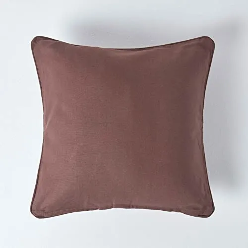 Homescapes braune Kissenhülle 45 x 45 cm, Deko-Kissenbezug mit Reißverschluss aus 100% Baumwolle, unifarbener Zierkissenbezug für Dekokissen und Sofakissen