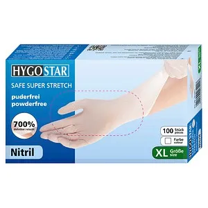 HYGOSTAR unisex Einmalhandschuhe SAFE SUPER STRETCH weiß Größe XL, 100 St.