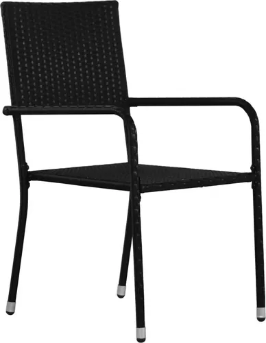 vidaXL Garten Essstühle 2 STK. - Stapelbare Polyrattan Stühle mit Stahlrahmen - Essstühle aus langlebigem Poly Rattan, ideal für Garten, Balkon oder Terrasse. Robust und stabil, mit praktischem stapelbarem Design für platzsparende Aufbewahrung.