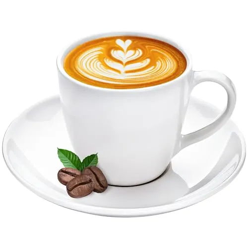 KONZEPT Kaffeetassen Set 6er mit Untertassen, Weiß - Kaffeeservice aus hochwertigem Porzellan, ideal für Kaffee, Tee und Cappuccino, spülmaschinenfest und perfekt für kreative Designs.