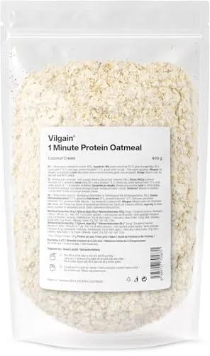 Vilgain Protein Oatmeal Coconut Cream (400 g) Kokos – Proteinreiche Hafermahlzeit Ohne Gluten, Cremiger Eiweiß-Porridge Mit Kokosmilch & Whey Protein, Schnelles Frühstück Ohne Zuckerzusatz
