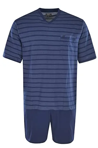 hajo Herren Schlafanzug Set - Shorty, kurz, Kurzarm, Klima-Light, Cotton-Mix Blau 2XL - Schlafanzüge für Herren: Bequemer hajo Pyjama im 2-teiligen Set mit atmungsaktivem Klima-Light Material für optimalen Schlafkomfort.