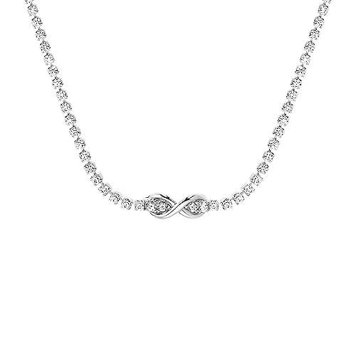 s.Oliver Infinity Halskette 925 Sterling Silber - Elegante Damenkette aus 925 Sterling Silber, anpassbar von 36 auf 41 cm, verziert mit 146 Zirkonia-Steinen, kommt in einer stilvollen Geschenkbox.