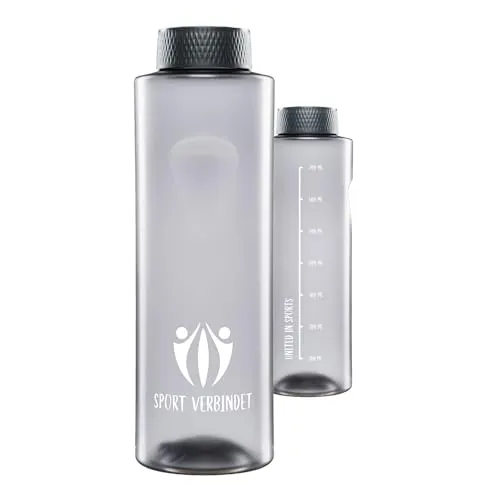 800ml Tritan Trinkflasche [Made in Austria, BPA-frei] – Ideale Größe, spülmaschinenfest, kohlensäurefest, leichte Sporttrinkflasche mit weiter Öffnung für einfaches Reinigen. (1 Flasche) (Matt Grau)