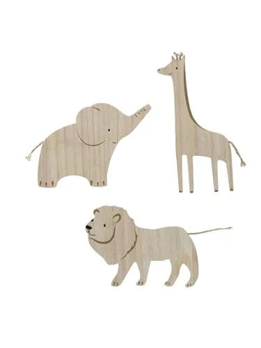 Produktbild VERTBAUDET 3er Set Dschungeltiere Wanddeko beige TU