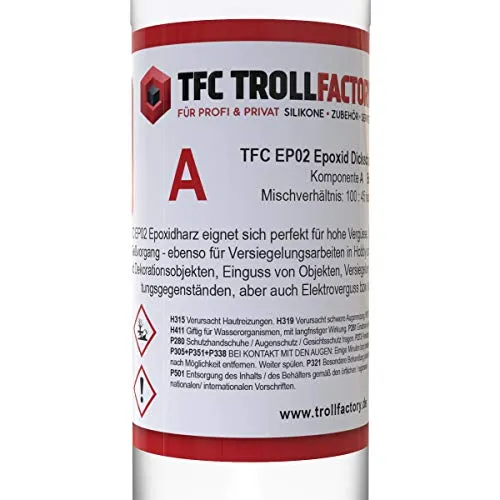 TFC Troll Factory EP02 Epoxidharz mit Härter I 300g Set (200g+100g) I 100mm in einem Guss I Set A und B I Dickschicht Vergussharz