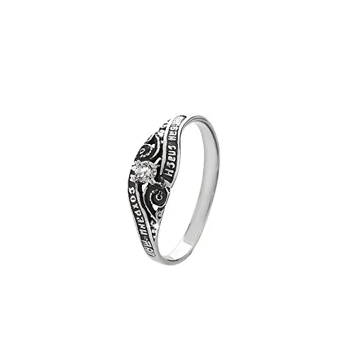 NKlaus Sterlingsilber Silber 925 Orthodoxe Ring Größe 55 (17,5mm) Solitär Zirkonia Weiß 36233