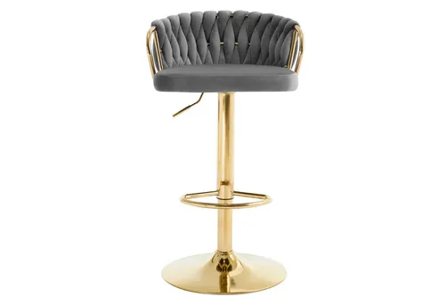 Woltu Barhocker - Höhenverstellbar und Drehbar in Grau - Barmöbel mit elegantem Samtbezug, 360° drehbar und bis 150 kg belastbar, ideal für stilvolle Küchen oder Bars.