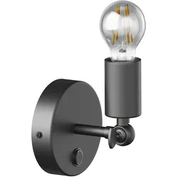 ledscom.de Vintage Wand-Leuchte FETRO Schalter, schwarz, schwenkbar + LED Lampe 370lm, extra-warmweiß