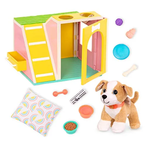 Glitter Girls Hundehaus & Welpen-Set mit Plüsch-Chihuahua Lollie | Hundehaus-Spielset mit Plüschhund Lollie, Kissen und 8 weiteren Zubehörteilen; passend für die meisten 36-cm-Puppen; 3+ Jahre