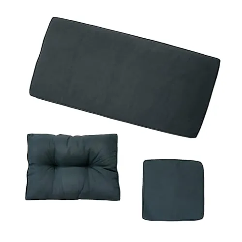 Gartenmöbel-Kissen Ersatz Set – 13-teilig – Sitz- & Rückenpolster für Sofa & Hocker – Dicke Graue Kissenauflagen – Wasserabweisend – Abnehmbare & Waschbare Bezüge – Für Jardi Rattan-Eckgarnitur