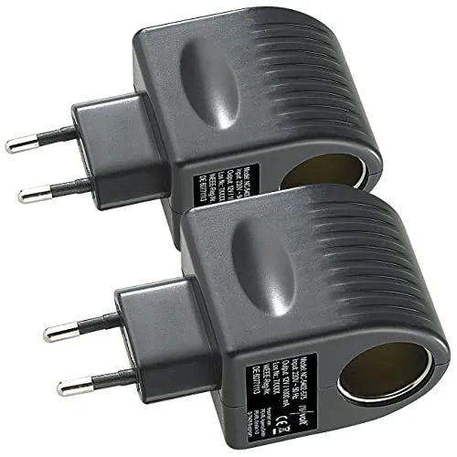revolt Kühlbox Adapter 12V 220v: 2er-Set Mini-Spannungswandler, 230/12 V, 1.000 mA, 12 W, Steckversion (Kühlbox Adapter für Steckdose, Spannungsumwandler, Zigarettenanzünder)