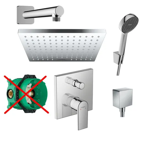 Hansgrohe Duschsystem mit Duscharmatur Unterputz und Regendusche HGK01ob poliert