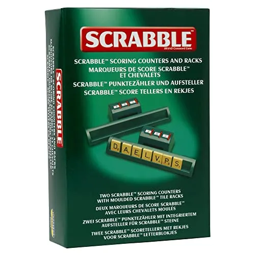 Ideal Scrabble: Packung mit 2 klassischen Punktezählern und geformten Spielsteinen, Klassische Spiele, Wortspiele, für 2-4 Spieler, ab 10 Jahren, Grün