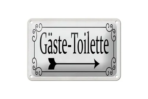 Femer GmbH Metallschild Hinweis 18x12cm Gäste-Toilette rechts Pfeil, (1 St), gewölbte Oberfläche, abgerundete Ecken, umgeschlagene Kanten