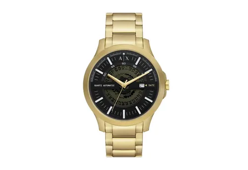 Armani Exchange Watch AX2443 - Elegante Herrenarmbanduhr mit 46-mm-Gehäuse und goldfarbenem Edelstahlband. Wasserdicht bis 50 m, ideal für Schwimmen im flachen Wasser. Perfekte Kombination aus Stil und Funktionalität.