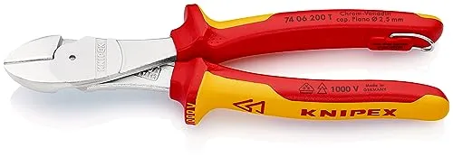 Knipex Kraft-Seitenschneider VDE TT 200 mm - Zangen mit Mehrkomponenten-Kunststoffgriff für sicheren Halt und Komfort beim Schneiden von Drähten und Kabeln.
