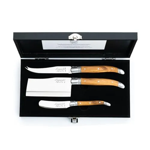 Laguiole-StyleDeVie Käsemesser Luxury Line – 3-teilig mit Olivenholzgriff