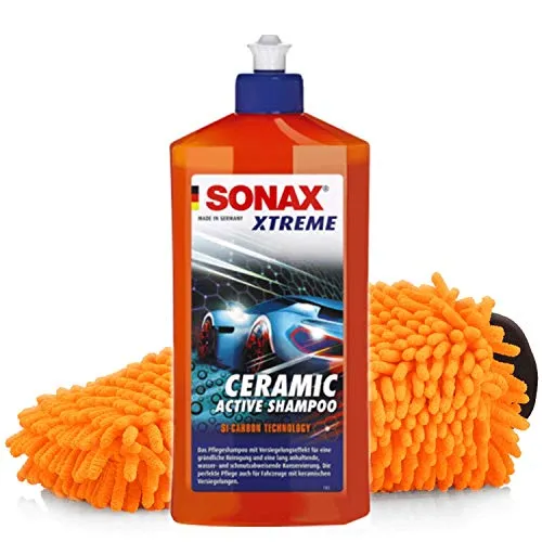 detailmate SONAX Xtreme Ceramic Waschset: SONAX Xtreme Ceramic Active Shampoo 500ml Autoshampoo + detailmate Mikrofaser Chenille Waschhandschuh