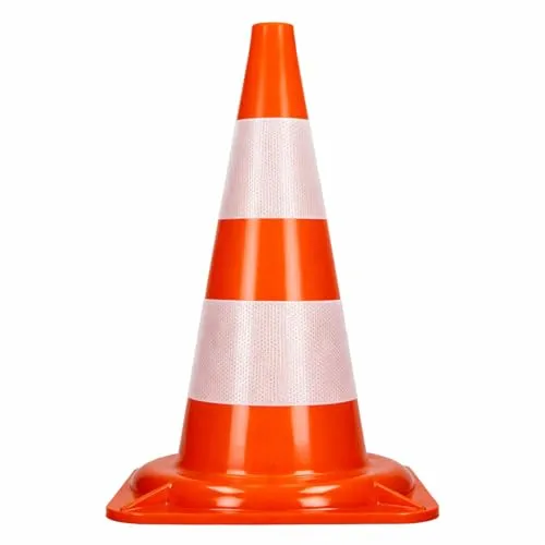 Easy Act Verkehrskegel, 1 Verkehrshütchen mit reflektierenden Streifen, 47 cm hoch, faltbarer Leitkegel aus PVC in Orange, Warnkegel für Privatgrundstücke und Übungsplätze