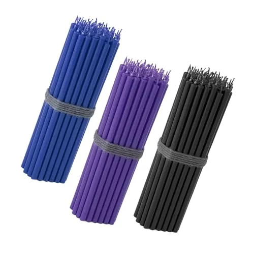 NKlaus 150x Stabkerzen Set 16 cm – Tropffrei in Blau, Violett & Schwarz - Kerzensets mit 150 tropffreien Stabkerzen in stilvollen Farben. Ideal für Deko, Events und Gastronomie – sicheres Abbrennen für besondere Anlässe.