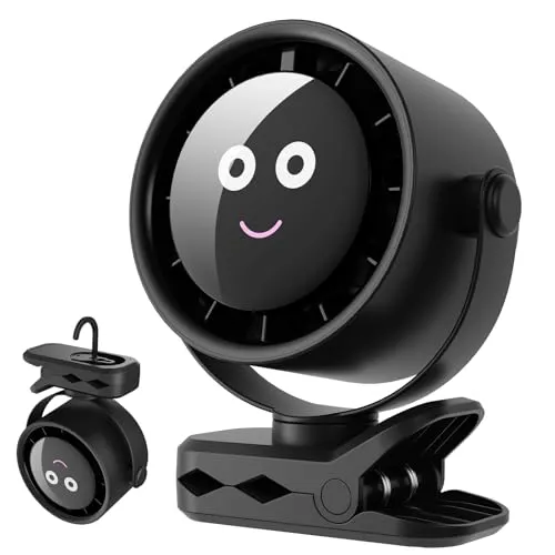 HiLUNDA USB-C Wiederaufladbar Ventilator Leise - 3 in 1 Tischventilator mit LED-Display, 720° Gedreht Werden, 5-Gang Drehzahlregelung, 4000 mAh Clip Ventilatoren Kann Aufgehängt