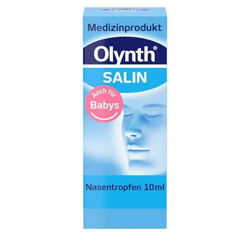 Olynth Salin Nasentropfen (10 ml), befeuchtende & reinigende Salzlösung für Babys, Kinder & Erwachsene zur Unterstützung bei Schnupfen