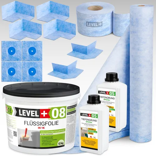 Dicht-Set für Bad Dusche – 12kg Flüssigfolie und Dichtband - Dichtmaterialien für effiziente Abdichtung, schimmelresistent und wasserdicht – ideal für Badezimmer und Duschen.