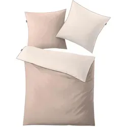 Kleine Wolke Wendebettwäsche Linda, Beige, 135x200 cm - Bettwäsche aus 100% Baumwollsatin mit Seiden-Finish, hautfreundlich und wärmend. Praktisches Wendedesign in edlen Beigenuancen für Komfort und Eleganz in Ihrem Schlafzimmer.