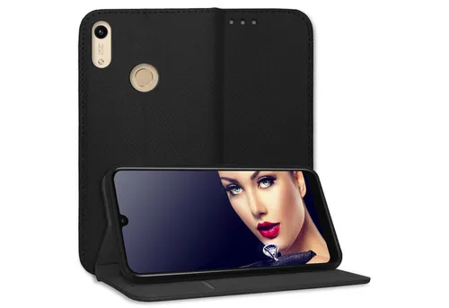 mtb more energy Smartphone-Hülle Smart Magnet für Honor 8A, Huawei Y6s 2019, Schwarz, Bookstyle Klapphülle Cover Wallet Case aus Kunstleder