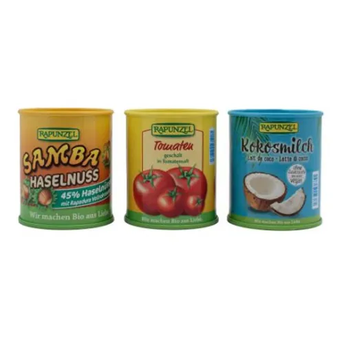 Tanner Bio Kaufmannsladenartikel Naturkost 3 Metalldosen-Set Rapunzel