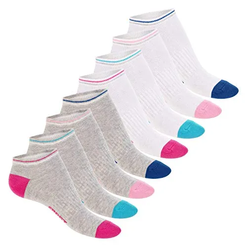 Footstar Damen Motiv Sneaker Socken (8 Paar) Kurze süße Söckchen mit Mustern - Grau-Multicolor 35-38