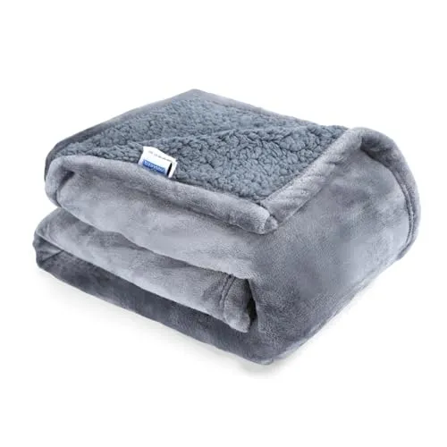 Nobleza wasserdichte Hundedecke, XXL 203 x 152cm Flauschig und Weich Outdoor Hundedecke, Katzendecke für Katzen, Maschinenwaschbar, Beidseitiger Sofabezug-Schutz, Grau