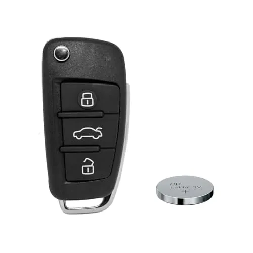 Klapp Schlüssel Gehäuse Funkschlüssel Fernbedienung Autoschlüssel HAA + Batterie kompatibel mit Audi