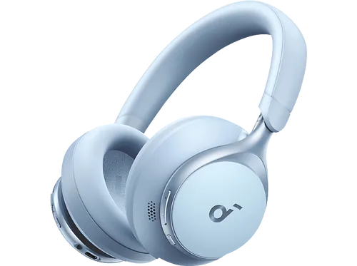 Soundcore Space One Kopfhörer mit Mikrofon, Blau - Kopfhörer mit Mikrofon in Blau, herausragende Klangqualität und komfortable Passform für stundenlangen Musikgenuss.