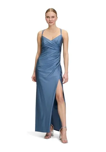 Vera Mont Damen Abiballkleid figurbetont Hushed Blue, 40 - Abendkleid für Damen, figurbetontes Maxi-Kleid mit elegantem V-Ausschnitt, ideal für besondere Anlässe und betont die weiblichen Kurven.