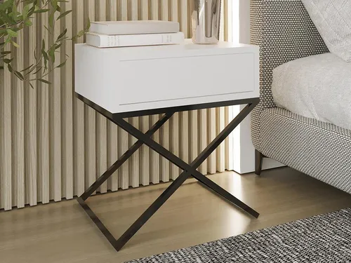 Beautysofa Nachttisch Max mit Schublade und X-förmigem Metallgestell