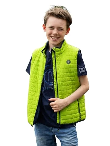 SCHIETWETTER Unisex Kinder Steppweste Stian mit Reflektoren, Outdoor, mit Stehkragen, Pufferweste, leicht gefüttert lime 164